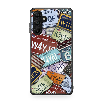 Samsung A15 5G Car Plates θήκη από τη Smartfits με σχέδιο στο πίσω μέρος και μαύρο περίβλημα | Smartphone case with colorful back and black bezels by Smartfits