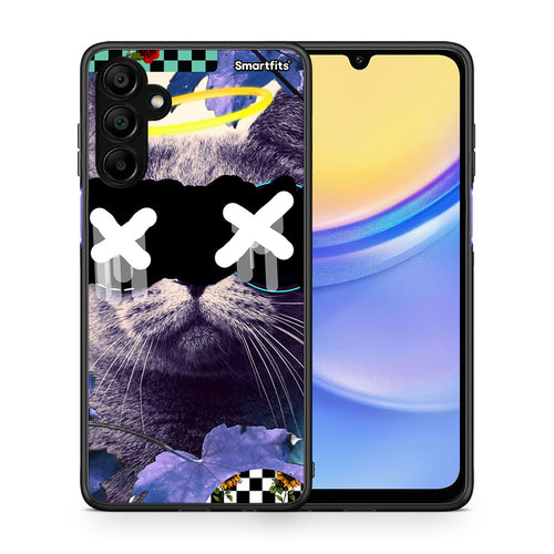 Θήκη Samsung A15 5G Cat Collage από τη Smartfits με σχέδιο στο πίσω μέρος και μαύρο περίβλημα | Samsung A15 5G Cat Collage case with colorful back and black bezels