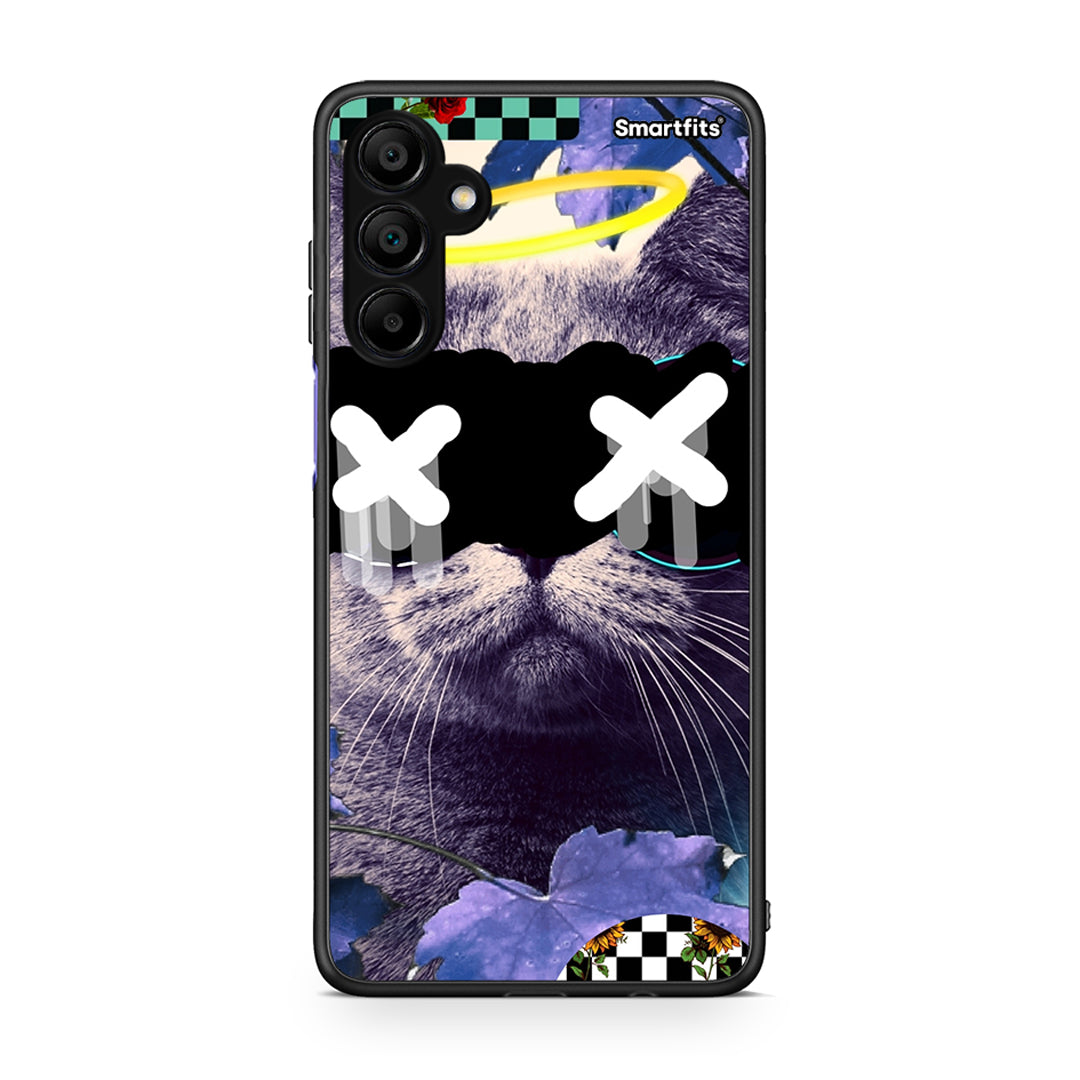Samsung A15 5G Cat Collage θήκη από τη Smartfits με σχέδιο στο πίσω μέρος και μαύρο περίβλημα | Smartphone case with colorful back and black bezels by Smartfits