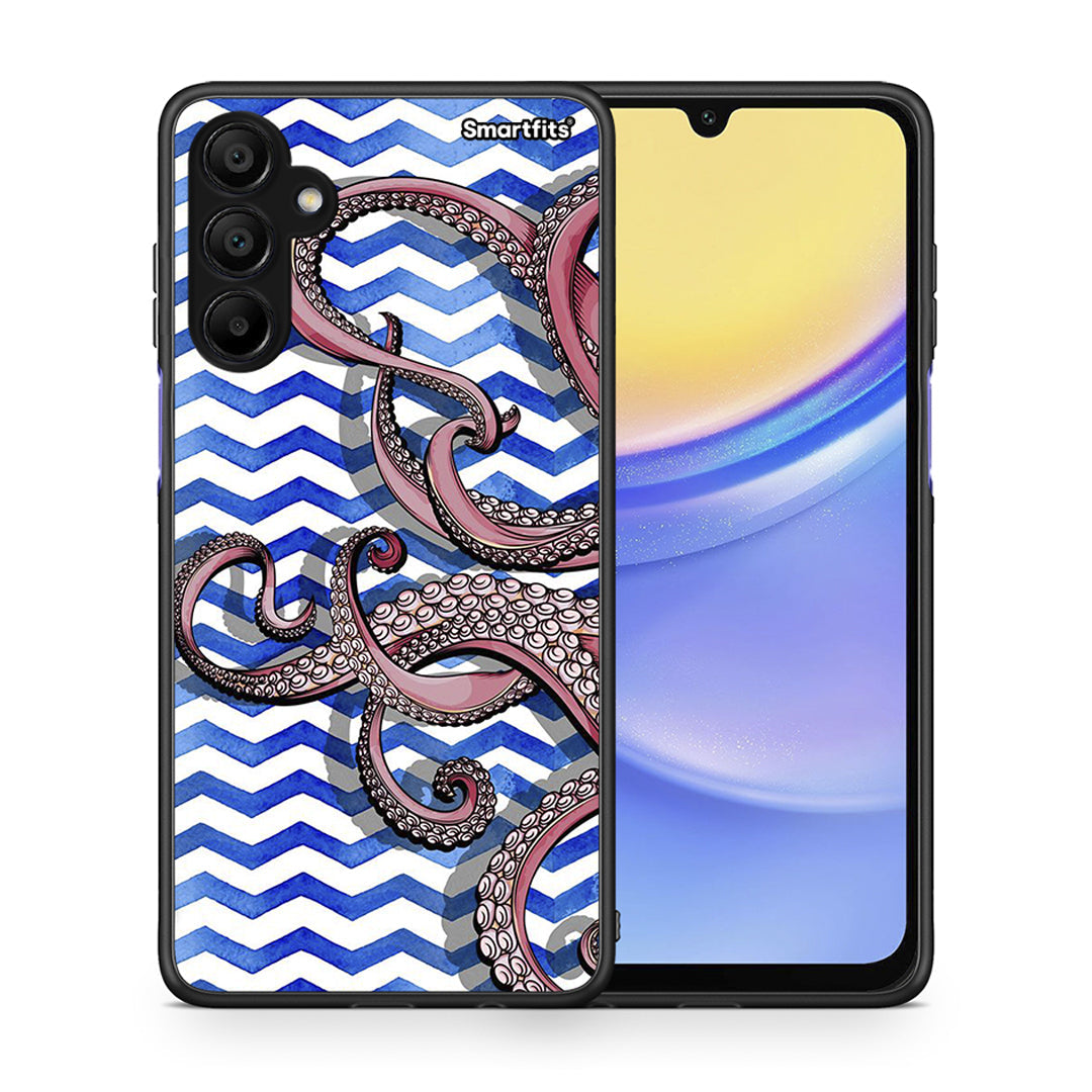 Θήκη Samsung A15 5G Chevron Devilfish από τη Smartfits με σχέδιο στο πίσω μέρος και μαύρο περίβλημα | Samsung A15 5G Chevron Devilfish case with colorful back and black bezels