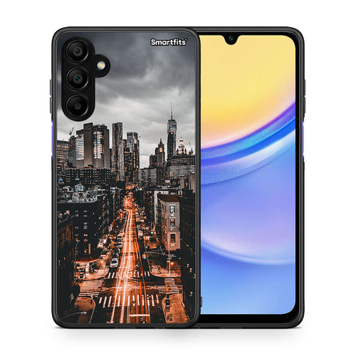 Θήκη Samsung A15 5G City Lights από τη Smartfits με σχέδιο στο πίσω μέρος και μαύρο περίβλημα | Samsung A15 5G City Lights case with colorful back and black bezels