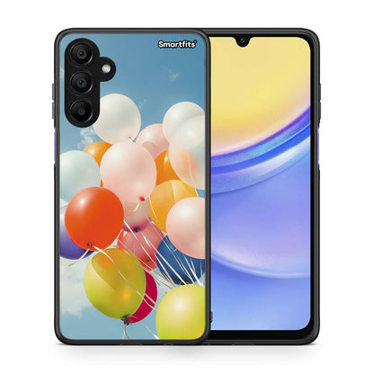 Θήκη Samsung A15 5G Colorful Balloons από τη Smartfits με σχέδιο στο πίσω μέρος και μαύρο περίβλημα | Samsung A15 5G Colorful Balloons case with colorful back and black bezels