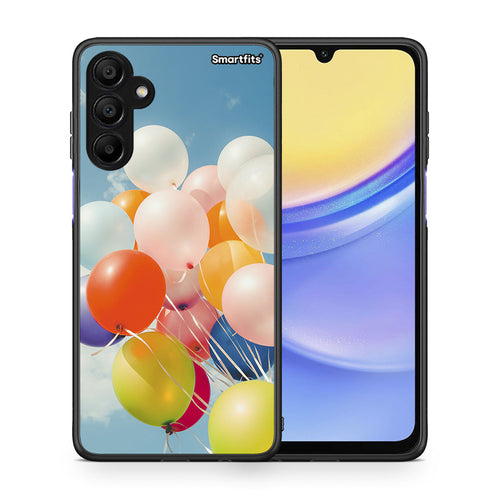 Θήκη Samsung A15 5G Colorful Balloons από τη Smartfits με σχέδιο στο πίσω μέρος και μαύρο περίβλημα | Samsung A15 5G Colorful Balloons case with colorful back and black bezels