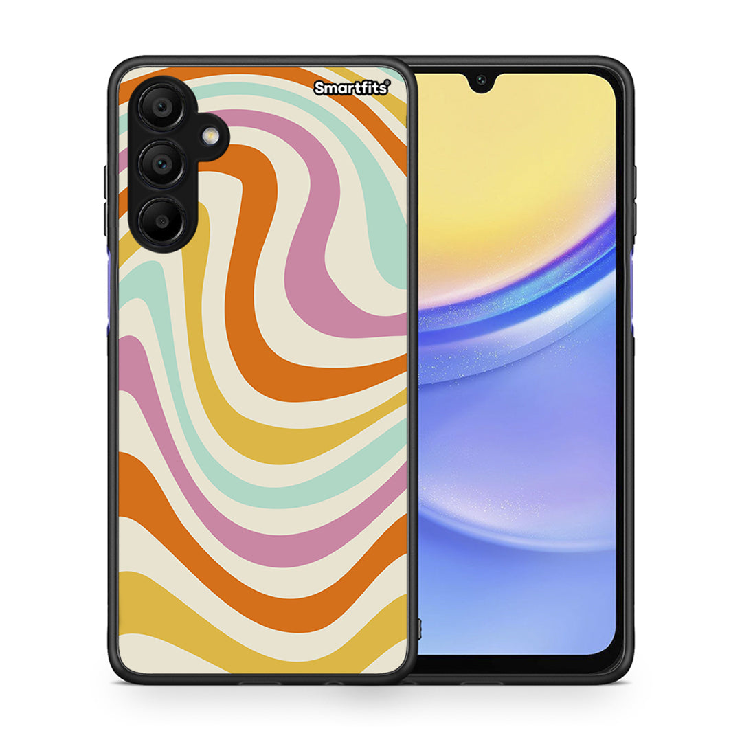 Θήκη Samsung A15 5G Colourful Waves από τη Smartfits με σχέδιο στο πίσω μέρος και μαύρο περίβλημα | Samsung A15 5G Colourful Waves case with colorful back and black bezels