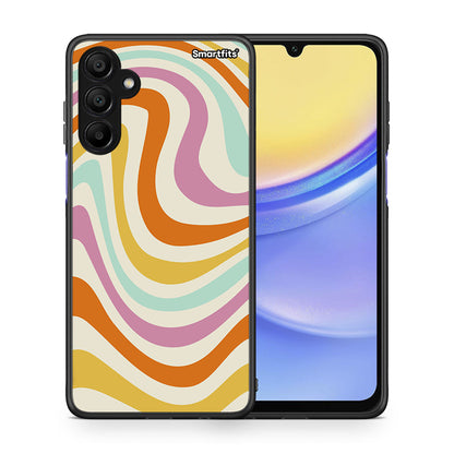 Θήκη Samsung A15 5G Colourful Waves από τη Smartfits με σχέδιο στο πίσω μέρος και μαύρο περίβλημα | Samsung A15 5G Colourful Waves case with colorful back and black bezels