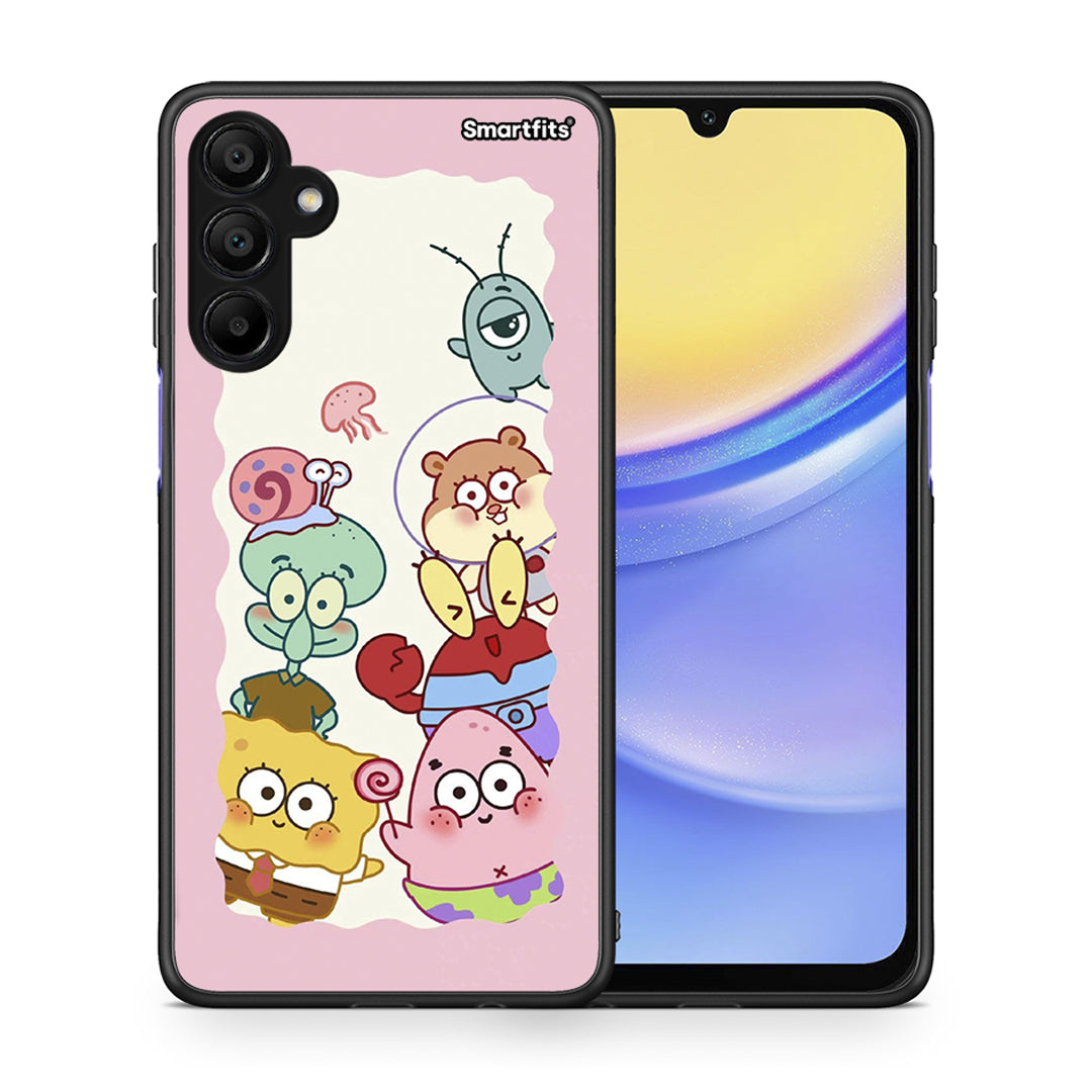 Θήκη Samsung A15 5G Cute Companion από τη Smartfits με σχέδιο στο πίσω μέρος και μαύρο περίβλημα | Samsung A15 5G Cute Companion case with colorful back and black bezels