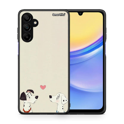 Θήκη Samsung A15 5G Dalmatians Love από τη Smartfits με σχέδιο στο πίσω μέρος και μαύρο περίβλημα | Samsung A15 5G Dalmatians Love case with colorful back and black bezels