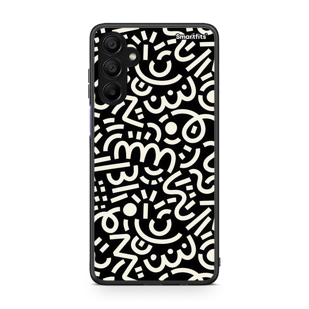 Samsung A15 5G Doodle Art Θήκη από τη Smartfits με σχέδιο στο πίσω μέρος και μαύρο περίβλημα | Smartphone case with colorful back and black bezels by Smartfits