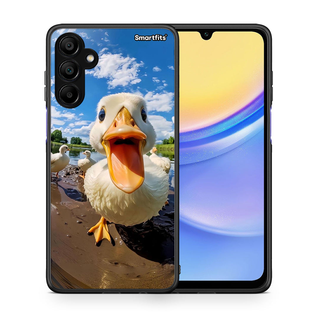 Θήκη Samsung A15 5G Duck Face από τη Smartfits με σχέδιο στο πίσω μέρος και μαύρο περίβλημα | Samsung A15 5G Duck Face case with colorful back and black bezels