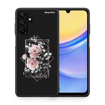 Θήκη Samsung A15 5G Frame Flower από τη Smartfits με σχέδιο στο πίσω μέρος και μαύρο περίβλημα | Samsung A15 5G Frame Flower case with colorful back and black bezels