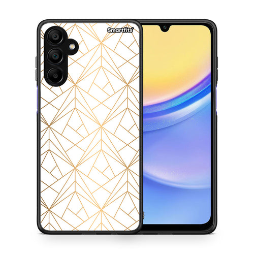 Θήκη Samsung A15 5G Luxury White Geometric από τη Smartfits με σχέδιο στο πίσω μέρος και μαύρο περίβλημα | Samsung A15 5G Luxury White Geometric case with colorful back and black bezels