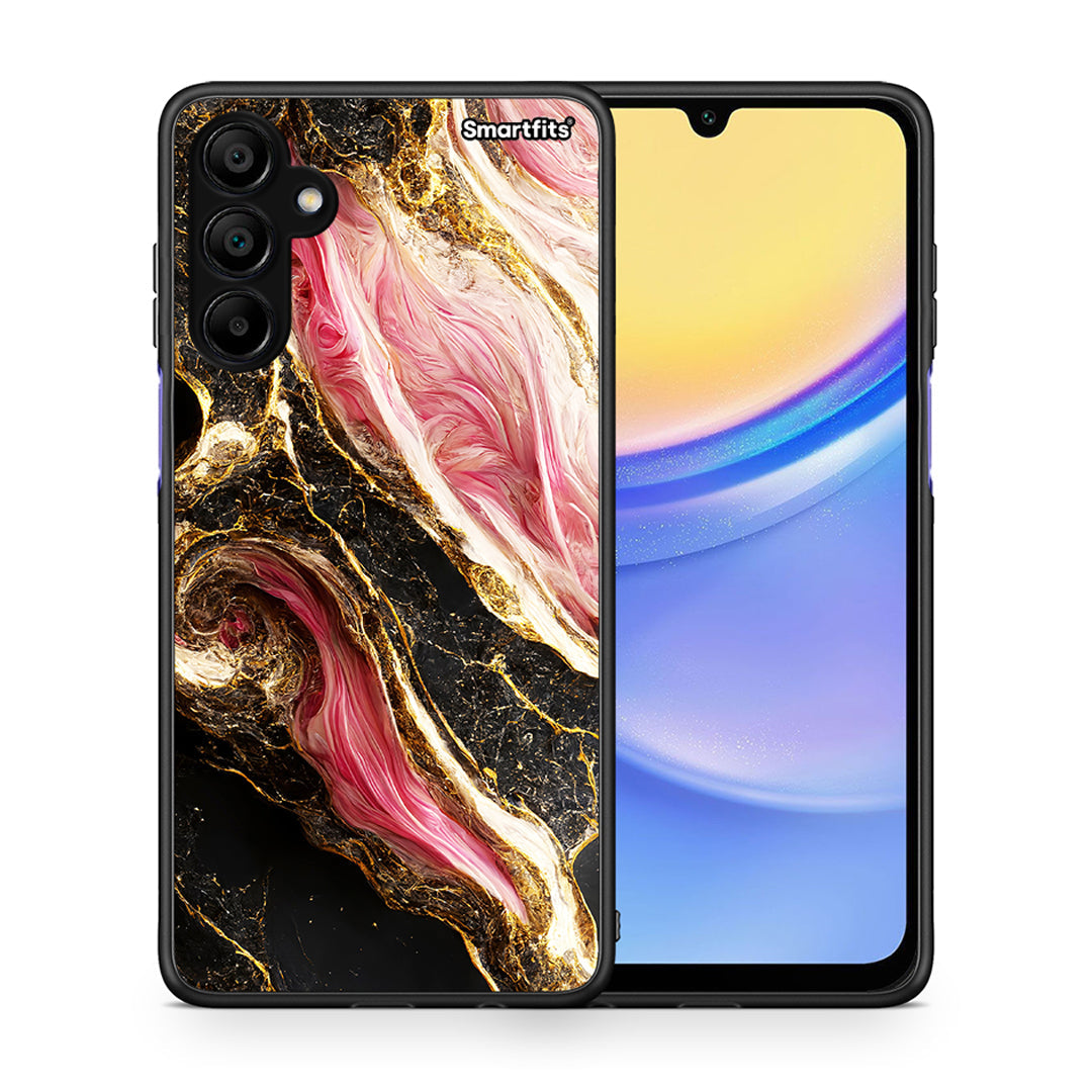 Θήκη Samsung Galaxy A15 5G Glamorous Pink Marble από τη Smartfits με σχέδιο στο πίσω μέρος και μαύρο περίβλημα | Samsung Galaxy A15 5G Glamorous Pink Marble case with colorful back and black bezels
