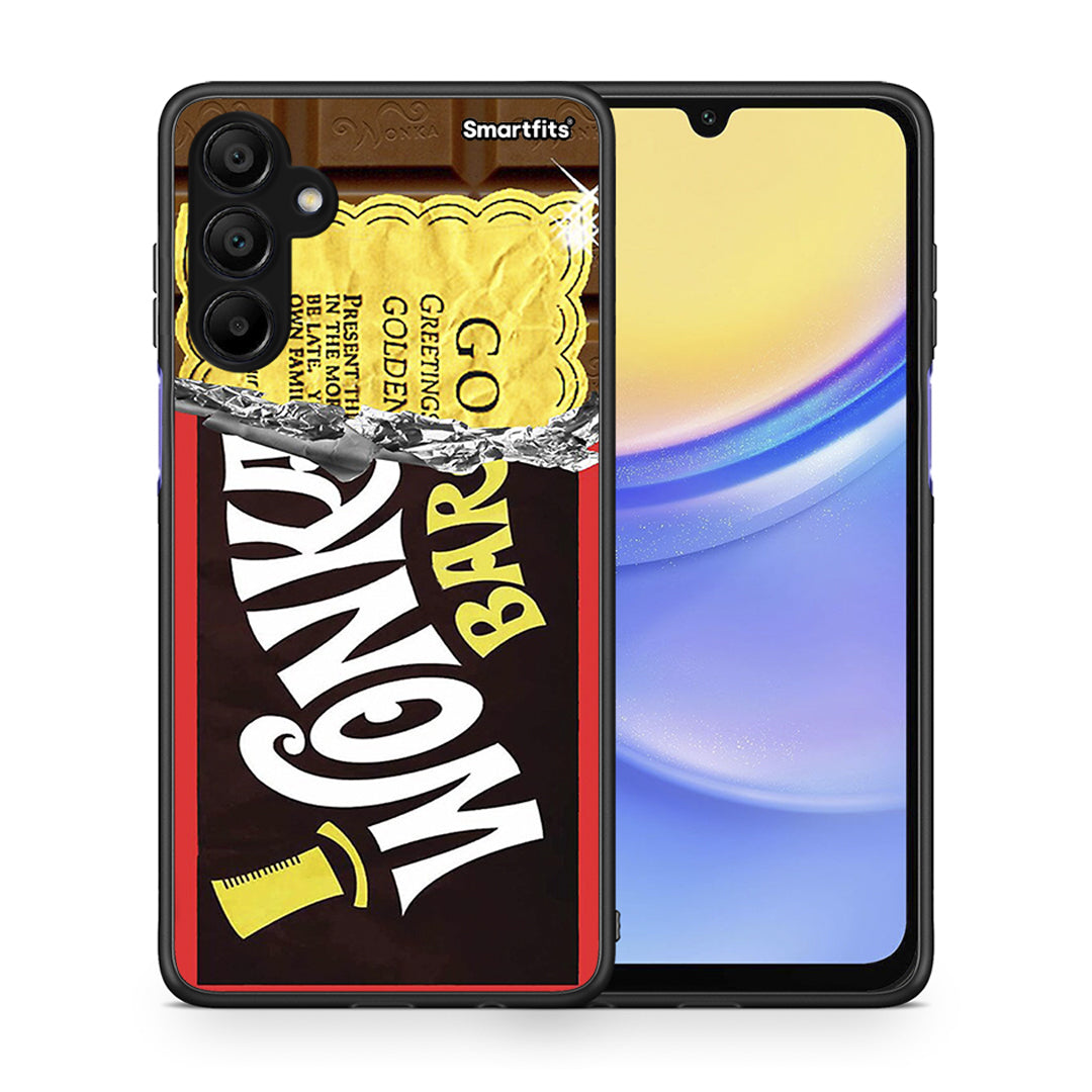 Θήκη Samsung A15 5G Golden Ticket από τη Smartfits με σχέδιο στο πίσω μέρος και μαύρο περίβλημα | Samsung A15 5G Golden Ticket case with colorful back and black bezels