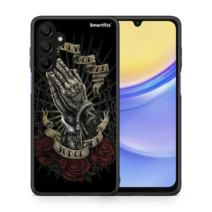 Θήκη Samsung A15 5G Judge By God από τη Smartfits με σχέδιο στο πίσω μέρος και μαύρο περίβλημα | Samsung A15 5G Judge By God case with colorful back and black bezels