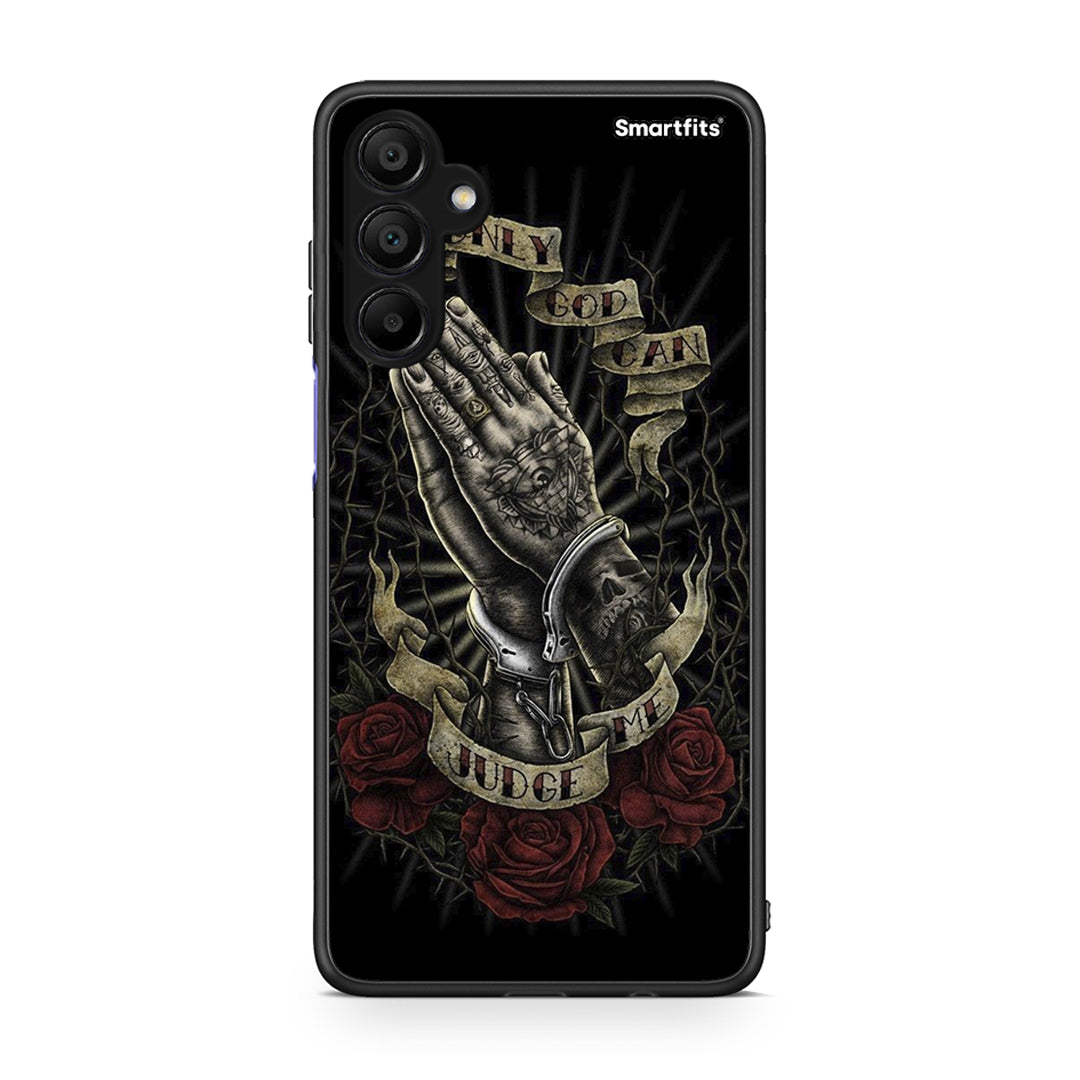 Samsung A15 5G Judge By God θήκη από τη Smartfits με σχέδιο στο πίσω μέρος και μαύρο περίβλημα | Smartphone case with colorful back and black bezels by Smartfits