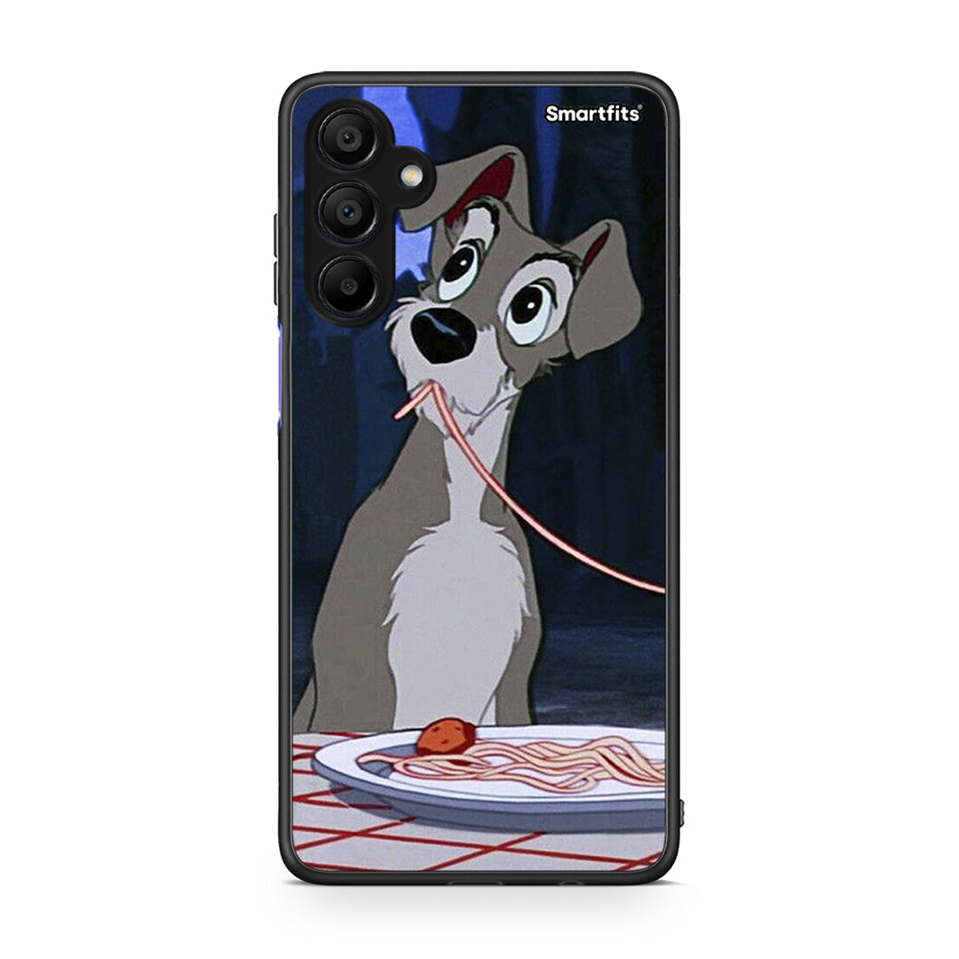 Samsung A15 5G Lady And Tramp 1 Θήκη Αγίου Βαλεντίνου από τη Smartfits με σχέδιο στο πίσω μέρος και μαύρο περίβλημα | Smartphone case with colorful back and black bezels by Smartfits