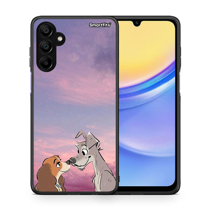 Θήκη Samsung A15 5G Lady And Tramp από τη Smartfits με σχέδιο στο πίσω μέρος και μαύρο περίβλημα | Samsung A15 5G Lady And Tramp case with colorful back and black bezels
