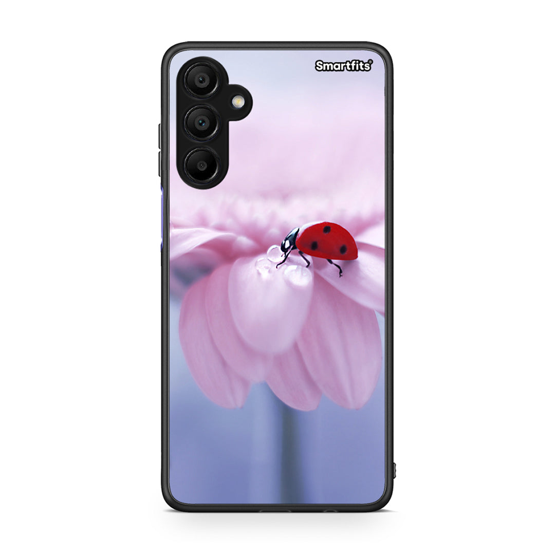 Samsung A15 5G Ladybug Flower θήκη από τη Smartfits με σχέδιο στο πίσω μέρος και μαύρο περίβλημα | Smartphone case with colorful back and black bezels by Smartfits