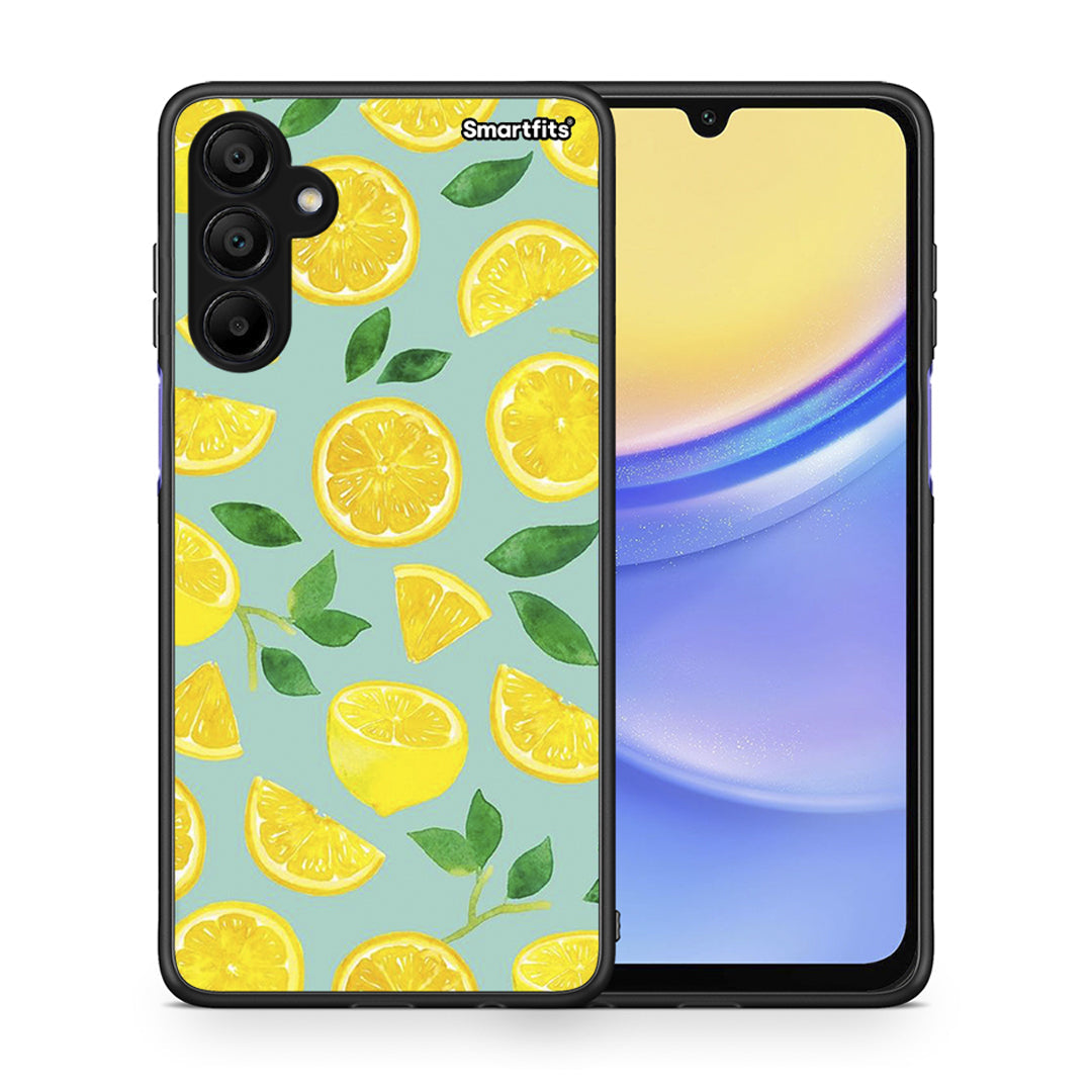 Θήκη Samsung Galaxy A15 5G Lemons από τη Smartfits με σχέδιο στο πίσω μέρος και μαύρο περίβλημα | Samsung Galaxy A15 5G Lemons case with colorful back and black bezels