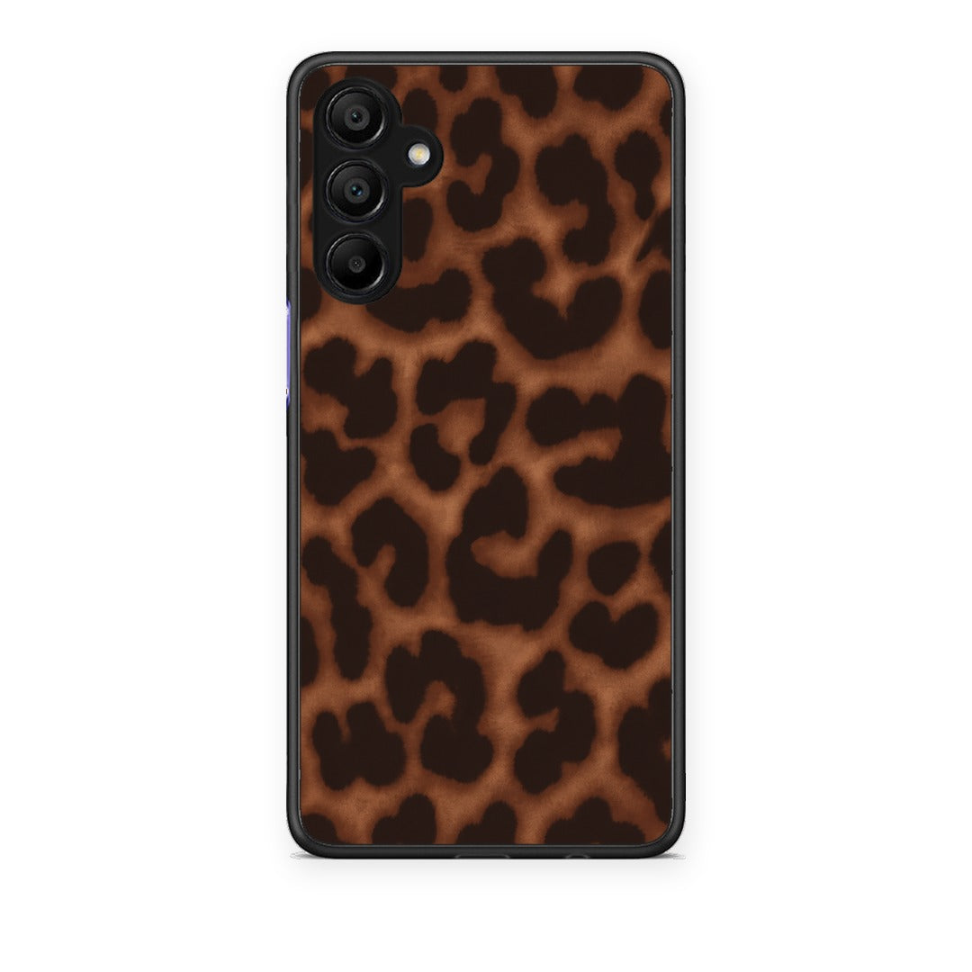Θήκη Samsung A15 5G Leopard Print Dark Brown από τη Smartfits με σχέδιο στο πίσω μέρος και μαύρο περίβλημα | Samsung A15 5G Leopard Print Dark Brown case with colorful back and black bezels
