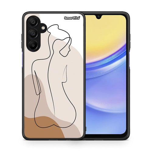 Θήκη Samsung A15 5G LineArt Woman από τη Smartfits με σχέδιο στο πίσω μέρος και μαύρο περίβλημα | Samsung A15 5G LineArt Woman case with colorful back and black bezels