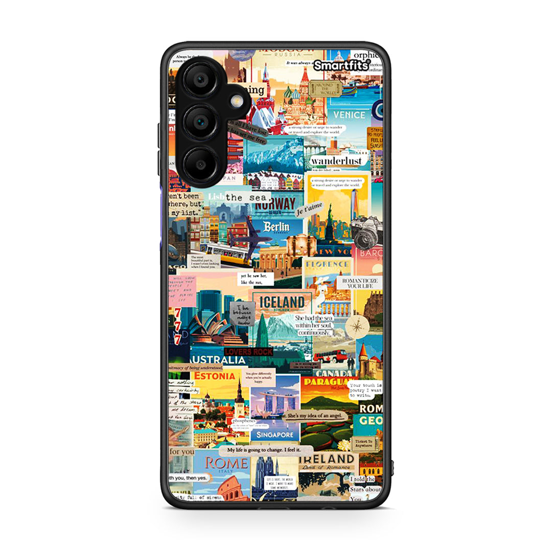 Samsung A15 5G Live To Travel θήκη από τη Smartfits με σχέδιο στο πίσω μέρος και μαύρο περίβλημα | Smartphone case with colorful back and black bezels by Smartfits