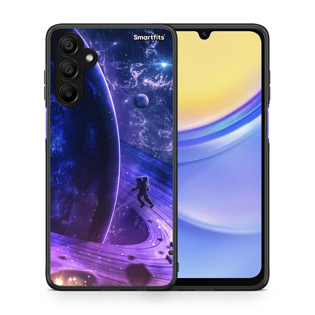 Θήκη Samsung A15 5G Lost Astronaut από τη Smartfits με σχέδιο στο πίσω μέρος και μαύρο περίβλημα | Samsung A15 5G Lost Astronaut case with colorful back and black bezels