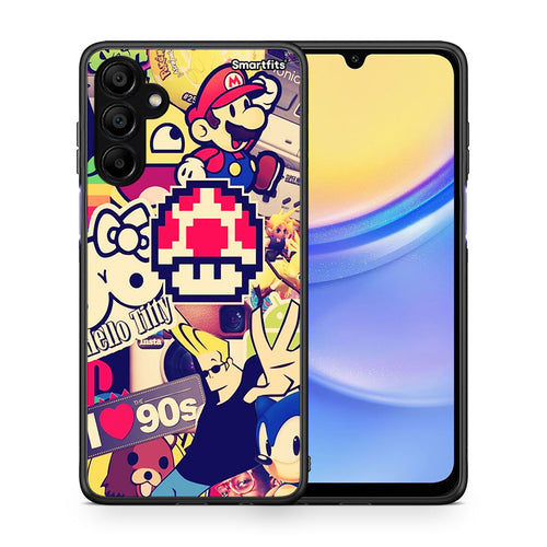 Θήκη Samsung A15 5G Love The 90s από τη Smartfits με σχέδιο στο πίσω μέρος και μαύρο περίβλημα | Samsung A15 5G Love The 90s case with colorful back and black bezels