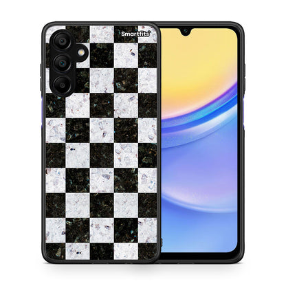 Θήκη Samsung A15 5G Square Geometric Marble από τη Smartfits με σχέδιο στο πίσω μέρος και μαύρο περίβλημα | Samsung A15 5G Square Geometric Marble case with colorful back and black bezels