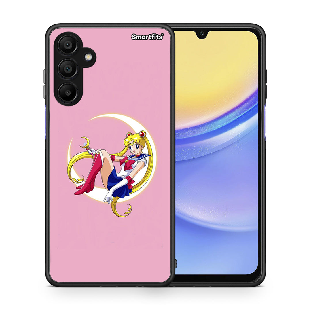 Θήκη Samsung A15 5G Moon Girl από τη Smartfits με σχέδιο στο πίσω μέρος και μαύρο περίβλημα | Samsung A15 5G Moon Girl case with colorful back and black bezels