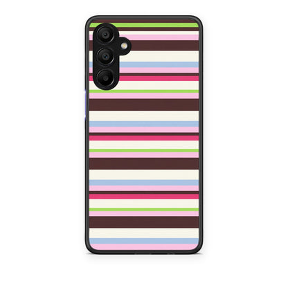 Θήκη Samsung A15 5G Multicolour Horizontal Stripes από τη Smartfits με σχέδιο στο πίσω μέρος και μαύρο περίβλημα | Samsung A15 5G Multicolour Horizontal Stripes case with colorful back and black bezels