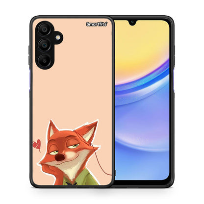 Θήκη Samsung A15 5G Nick Wilde And Judy Hopps Love 1 από τη Smartfits με σχέδιο στο πίσω μέρος και μαύρο περίβλημα | Samsung A15 5G Nick Wilde And Judy Hopps Love 1 case with colorful back and black bezels