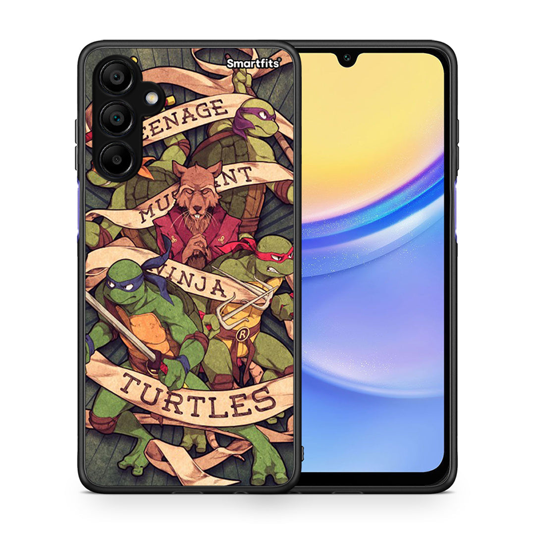 Θήκη Samsung A15 5G Ninja Turtles από τη Smartfits με σχέδιο στο πίσω μέρος και μαύρο περίβλημα | Samsung A15 5G Ninja Turtles case with colorful back and black bezels