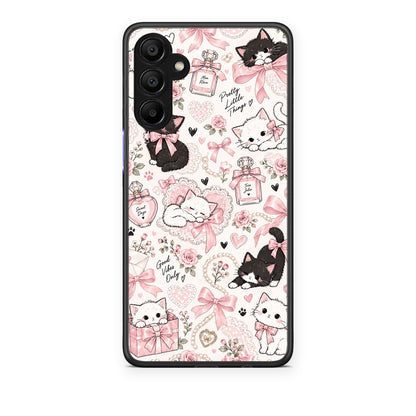 Θήκη Samsung A15 5G Pink Bows and Kittens Collage από τη Smartfits με σχέδιο στο πίσω μέρος και μαύρο περίβλημα | Samsung A15 5G Pink Bows and Kittens Collage case with colorful back and black bezels