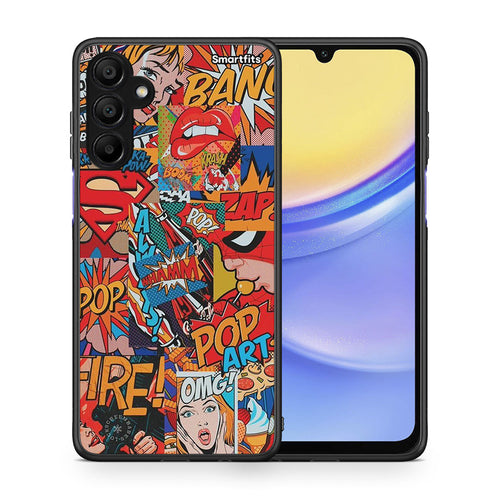 Θήκη Samsung A15 5G PopArt OMG από τη Smartfits με σχέδιο στο πίσω μέρος και μαύρο περίβλημα | Samsung A15 5G PopArt OMG case with colorful back and black bezels