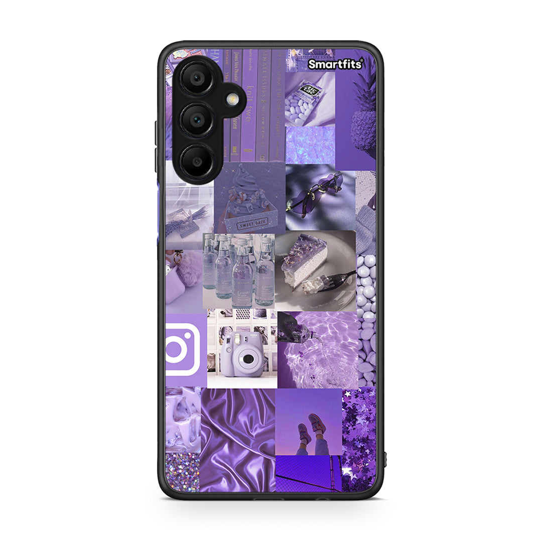 Samsung A15 5G Purple Aesthetic Collage θήκη από τη Smartfits με σχέδιο στο πίσω μέρος και μαύρο περίβλημα | Smartphone case with colorful back and black bezels by Smartfits