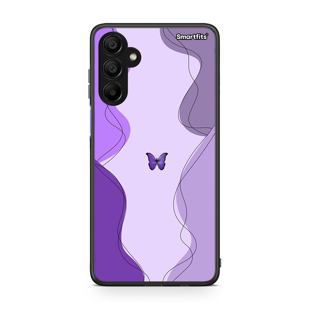 Samsung Galaxy A15 5G Purple Mariposa Θήκη Αγίου Βαλεντίνου από τη Smartfits με σχέδιο στο πίσω μέρος και μαύρο περίβλημα | Smartphone case with colorful back and black bezels by Smartfits