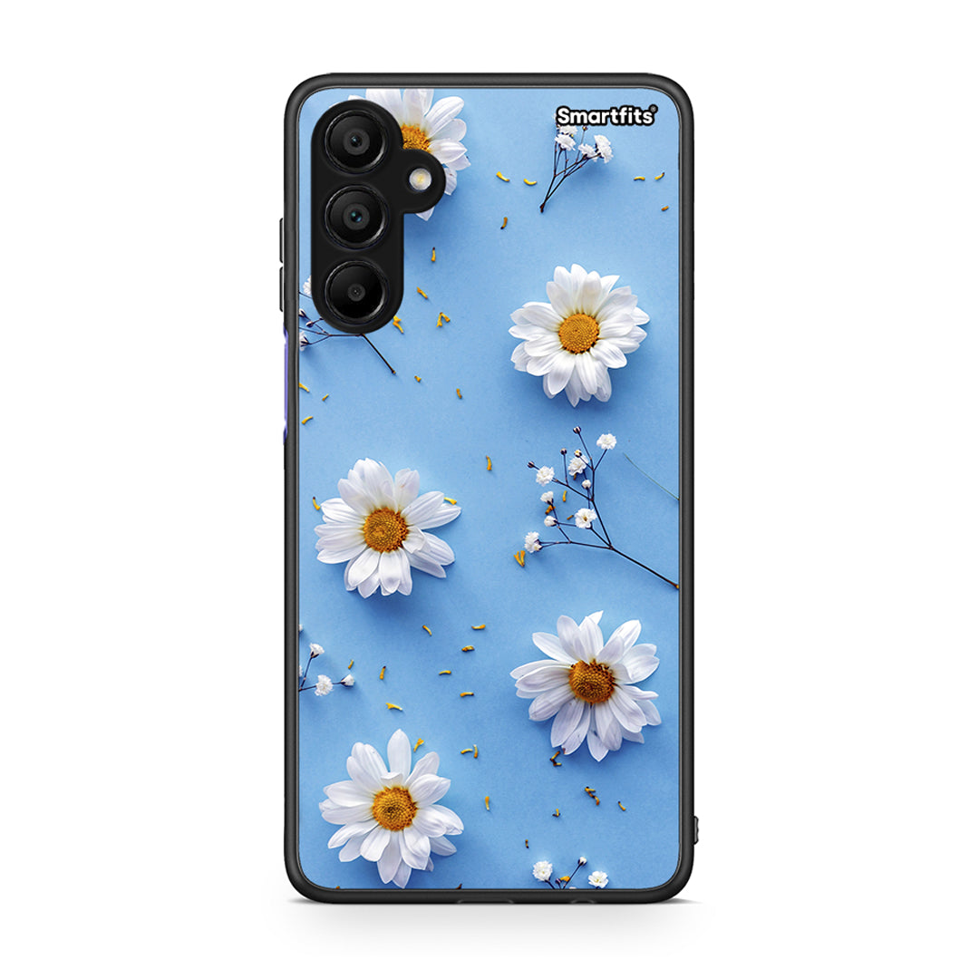Samsung A15 5G Real Daisies θήκη από τη Smartfits με σχέδιο στο πίσω μέρος και μαύρο περίβλημα | Smartphone case with colorful back and black bezels by Smartfits