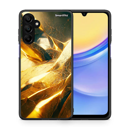 Θήκη Samsung A15 5G Real Gold από τη Smartfits με σχέδιο στο πίσω μέρος και μαύρο περίβλημα | Samsung A15 5G Real Gold case with colorful back and black bezels