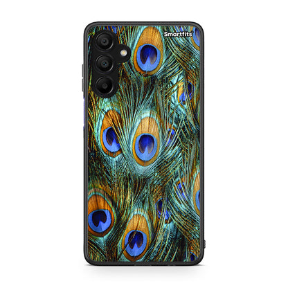 Samsung A15 5G Real Peacock Feathers θήκη από τη Smartfits με σχέδιο στο πίσω μέρος και μαύρο περίβλημα | Smartphone case with colorful back and black bezels by Smartfits