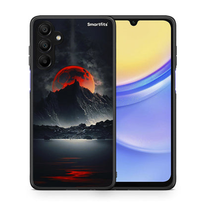 Θήκη Samsung A15 5G Red Full Moon από τη Smartfits με σχέδιο στο πίσω μέρος και μαύρο περίβλημα | Samsung A15 5G Red Full Moon case with colorful back and black bezels