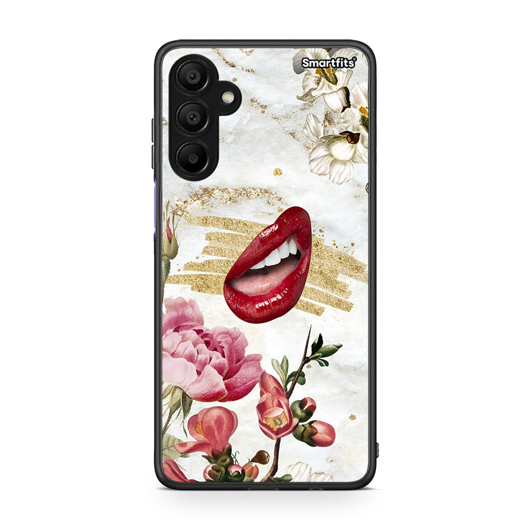 Samsung A15 5G Red Lips θήκη από τη Smartfits με σχέδιο στο πίσω μέρος και μαύρο περίβλημα | Smartphone case with colorful back and black bezels by Smartfits