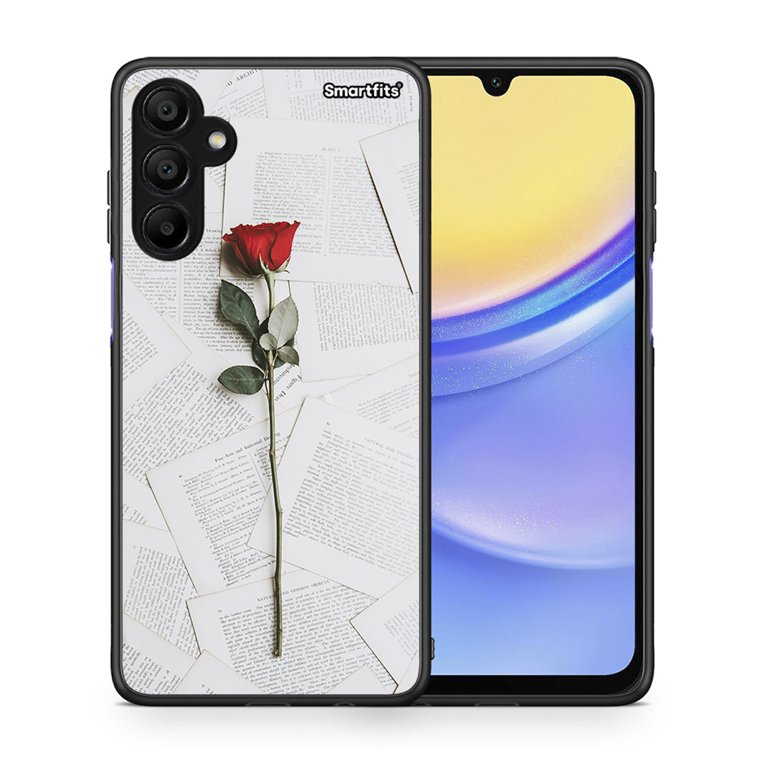 Θήκη Samsung A15 5G Red Rose από τη Smartfits με σχέδιο στο πίσω μέρος και μαύρο περίβλημα | Samsung A15 5G Red Rose case with colorful back and black bezels