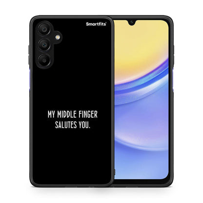 Θήκη Samsung A15 5G Salute από τη Smartfits με σχέδιο στο πίσω μέρος και μαύρο περίβλημα | Samsung A15 5G Salute case with colorful back and black bezels
