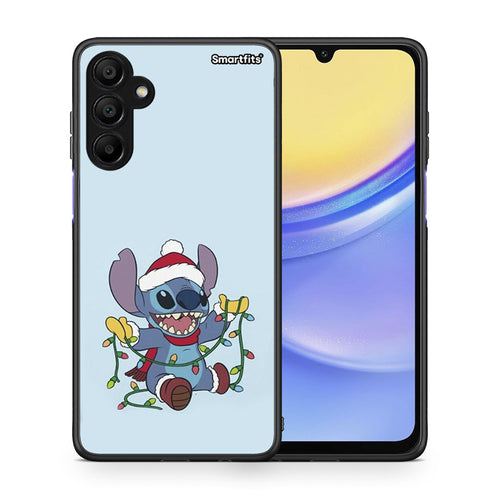 Θήκη Samsung A15 5G Santa Stich από τη Smartfits με σχέδιο στο πίσω μέρος και μαύρο περίβλημα | Samsung A15 5G Santa Stich case with colorful back and black bezels