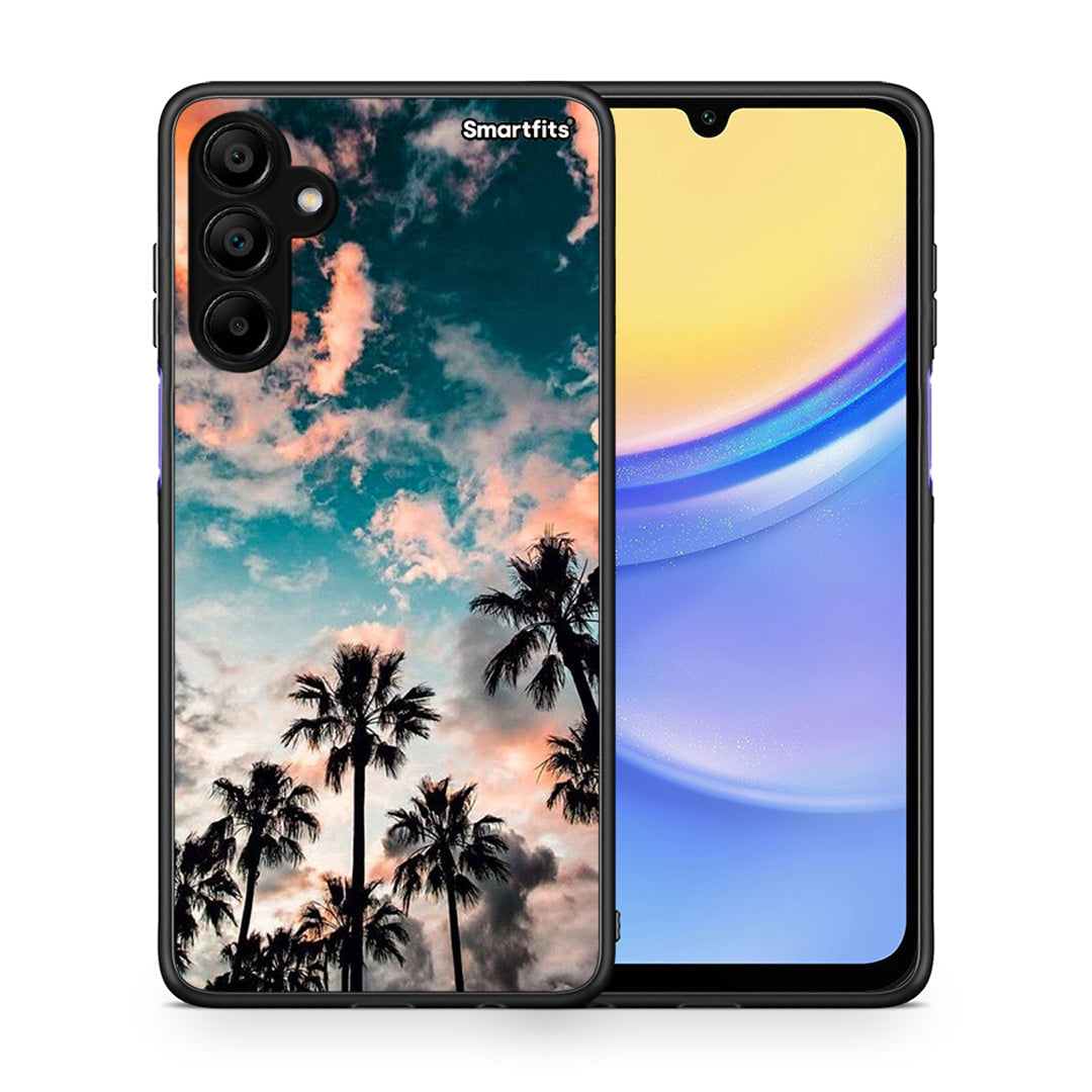 Θήκη Samsung A15 5G Sky Summer από τη Smartfits με σχέδιο στο πίσω μέρος και μαύρο περίβλημα | Samsung A15 5G Sky Summer case with colorful back and black bezels