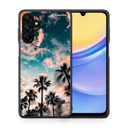 Θήκη Samsung A15 5G Sky Summer από τη Smartfits με σχέδιο στο πίσω μέρος και μαύρο περίβλημα | Samsung A15 5G Sky Summer case with colorful back and black bezels