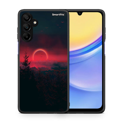Θήκη Samsung A15 5G Sunset Tropic από τη Smartfits με σχέδιο στο πίσω μέρος και μαύρο περίβλημα | Samsung A15 5G Sunset Tropic case with colorful back and black bezels