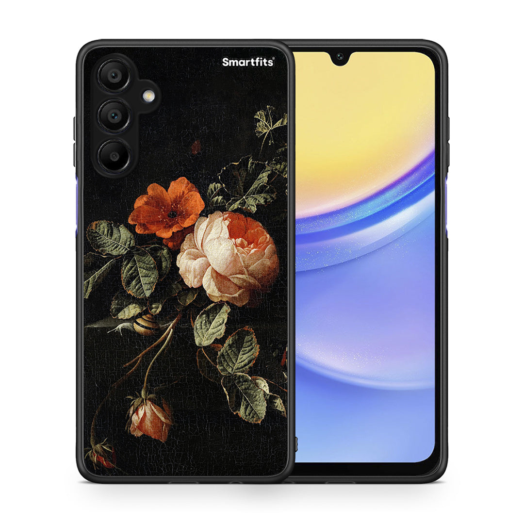 Θήκη Samsung A15 5G Vintage Roses από τη Smartfits με σχέδιο στο πίσω μέρος και μαύρο περίβλημα | Samsung A15 5G Vintage Roses case with colorful back and black bezels