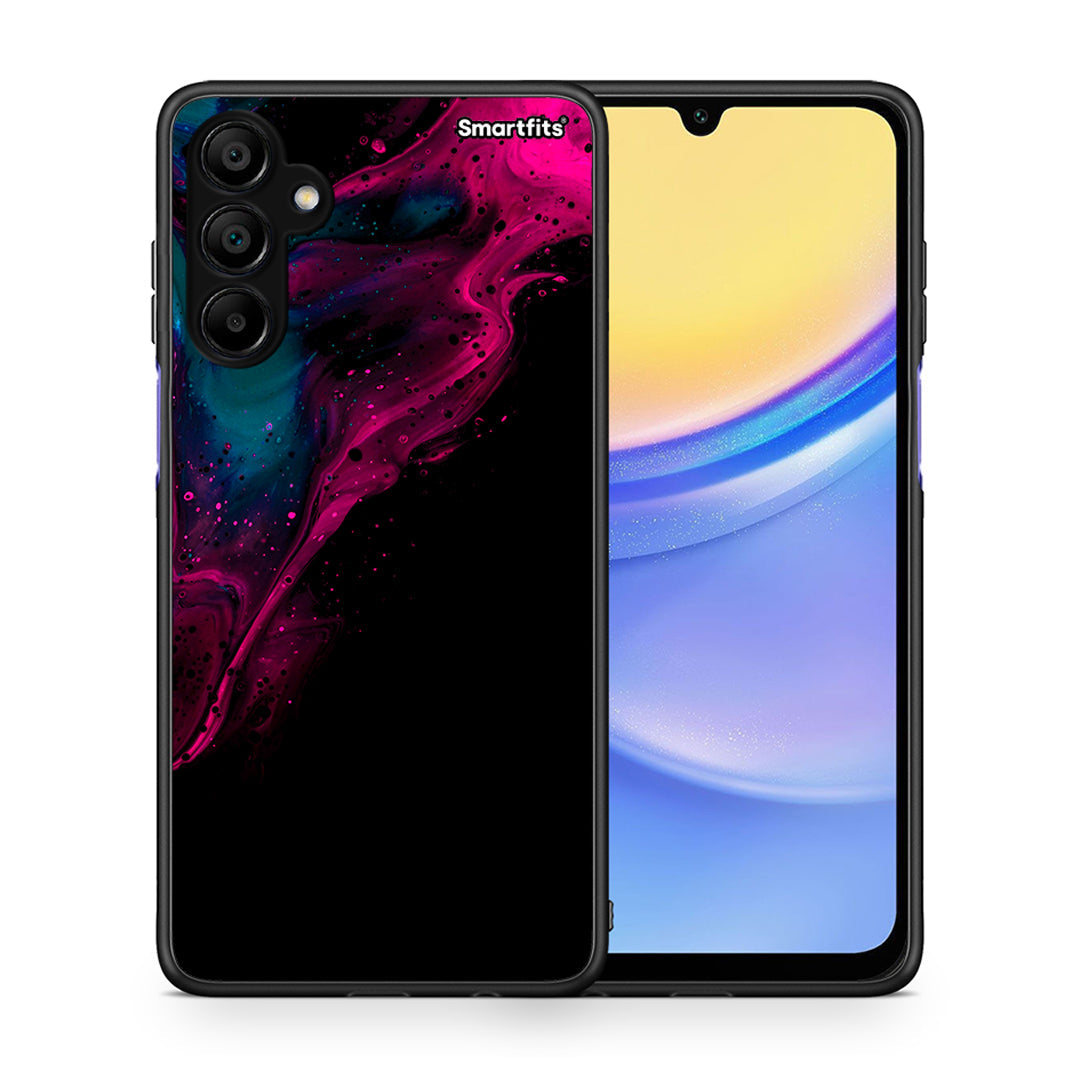 Θήκη Samsung Galaxy A15 5G Pink Black Watercolor από τη Smartfits με σχέδιο στο πίσω μέρος και μαύρο περίβλημα | Samsung Galaxy A15 5G Pink Black Watercolor case with colorful back and black bezels